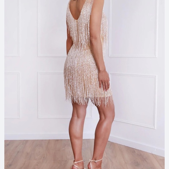 Cream Backless Mini Bodycon Dress - Picture 5 of 5